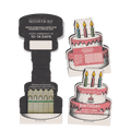 Birthday cake-shaped Seedsticks pack shown open and closed
