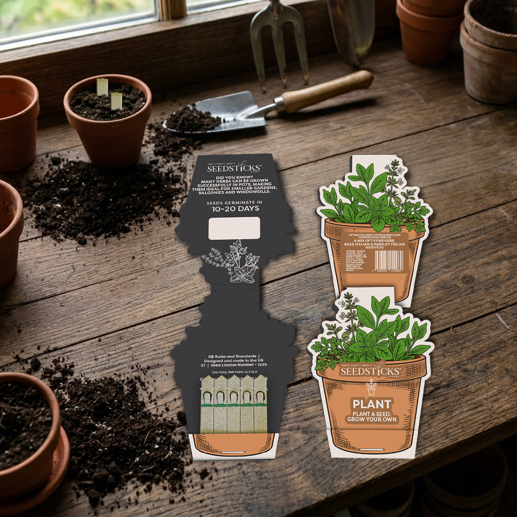 Plant Pot Seedsticks in a gardening lifestyle setting
