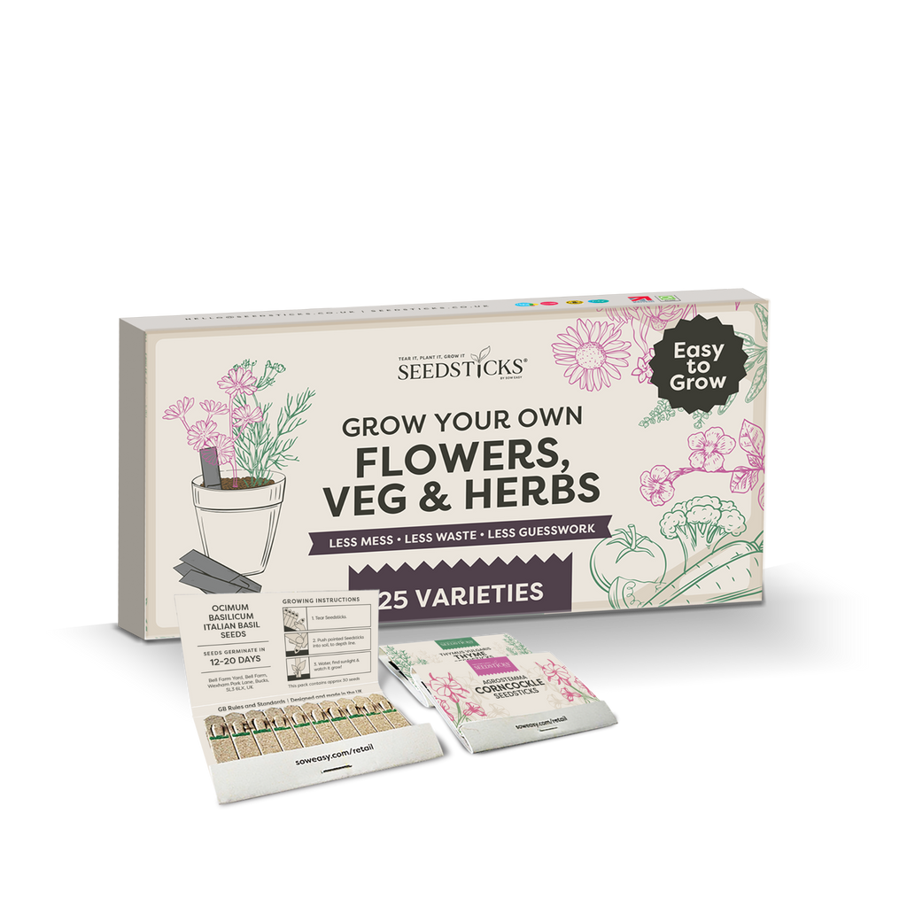 Grow Your Own Mix box with open Seedsticks packs