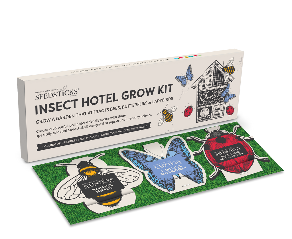 Insect Hotel gift pack with pollinator-friendly flower Seedsticks