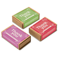 Three colourful Thank You matchboxes containing flower, herb, fruit and vegetable Seedsticks
