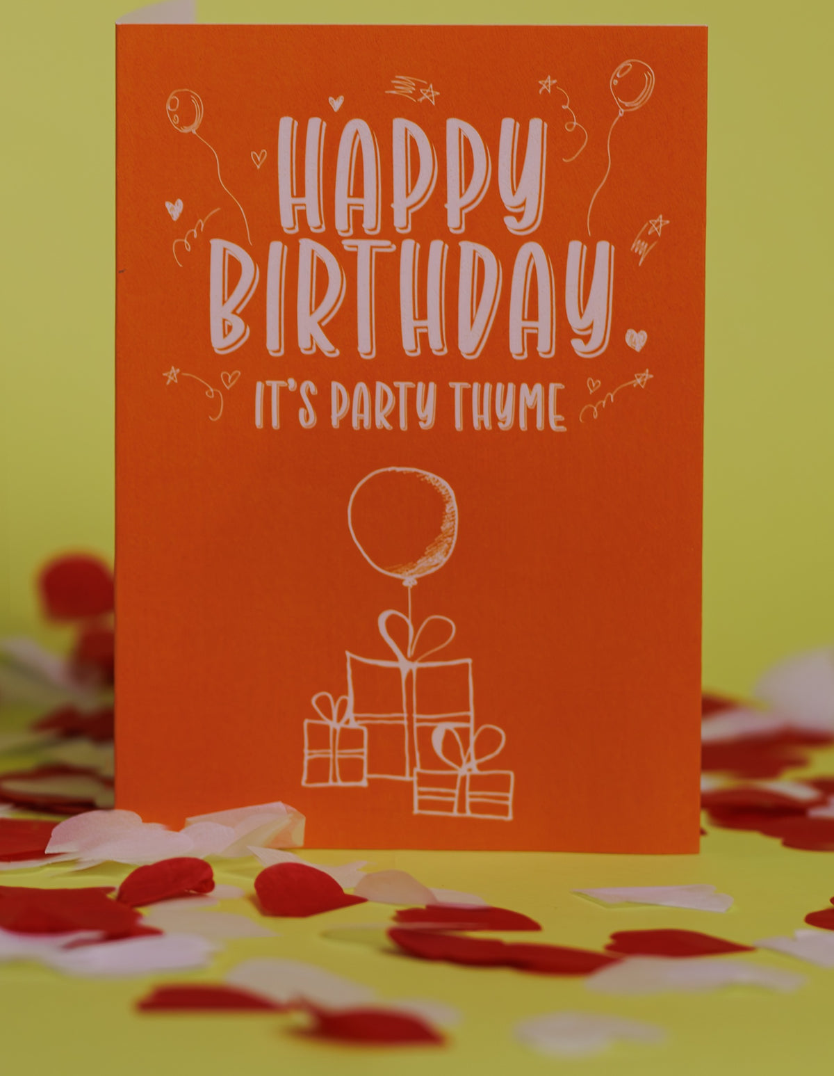 Happy Birthday Seedsticks greeting card with colourful thyme seed design