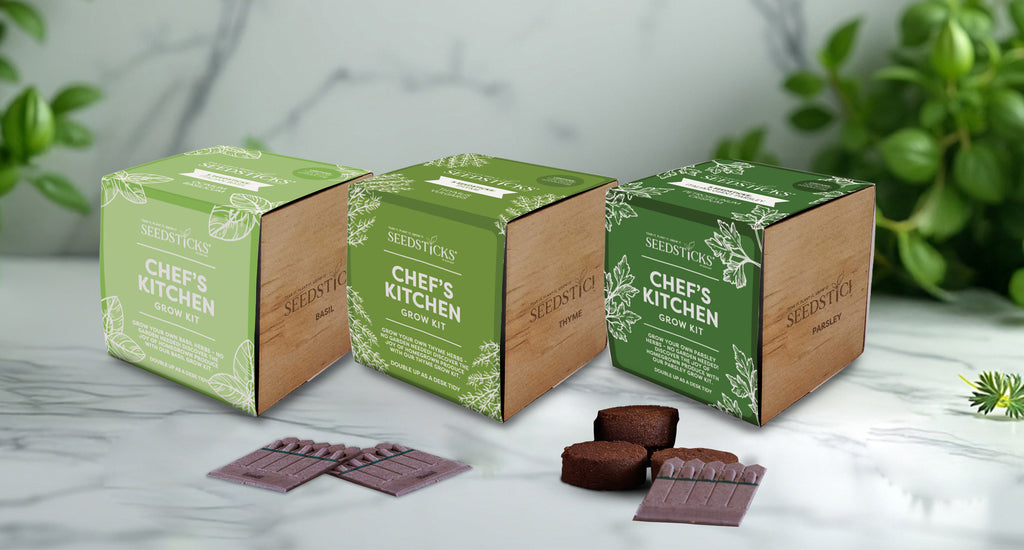 Basil, thyme and parsley Desktop Cube Gardens lifestyle image
