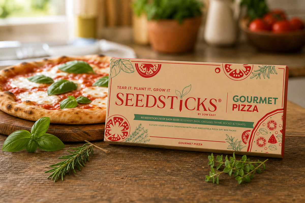 Gourmet Pizza Seedsticks gift set with six pizza herb and vegetable varieties