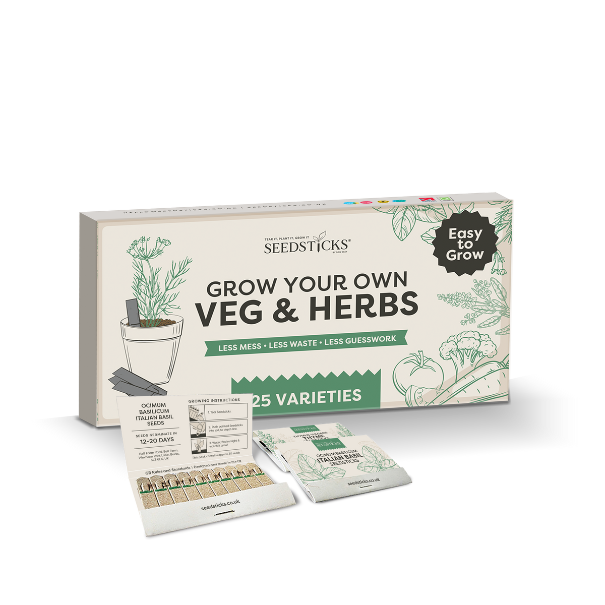 Grow Your Own Vegetables & Herbs – gift box with planting instructions
