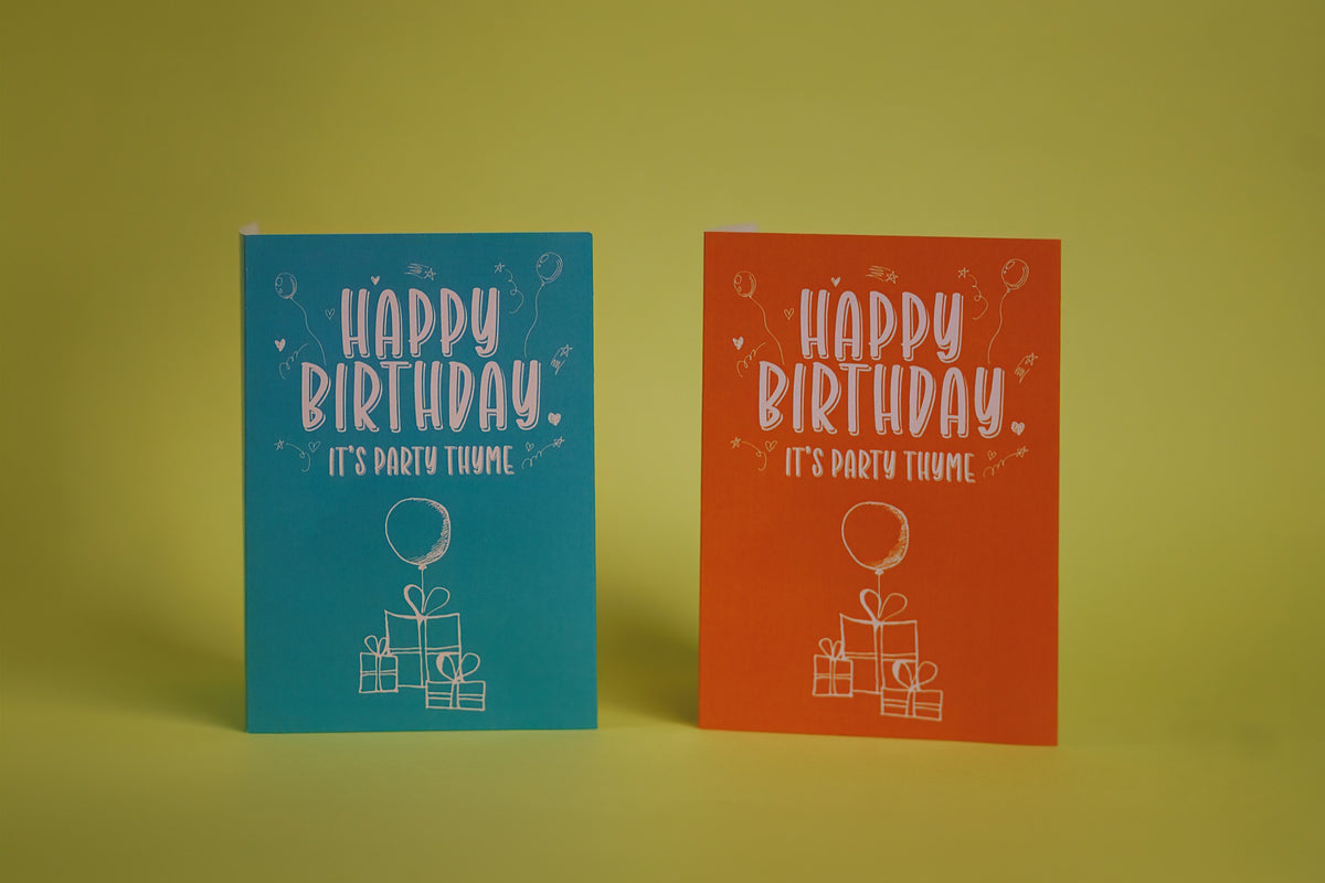 Blue and orange Happy Birthday Seedsticks greeting cards