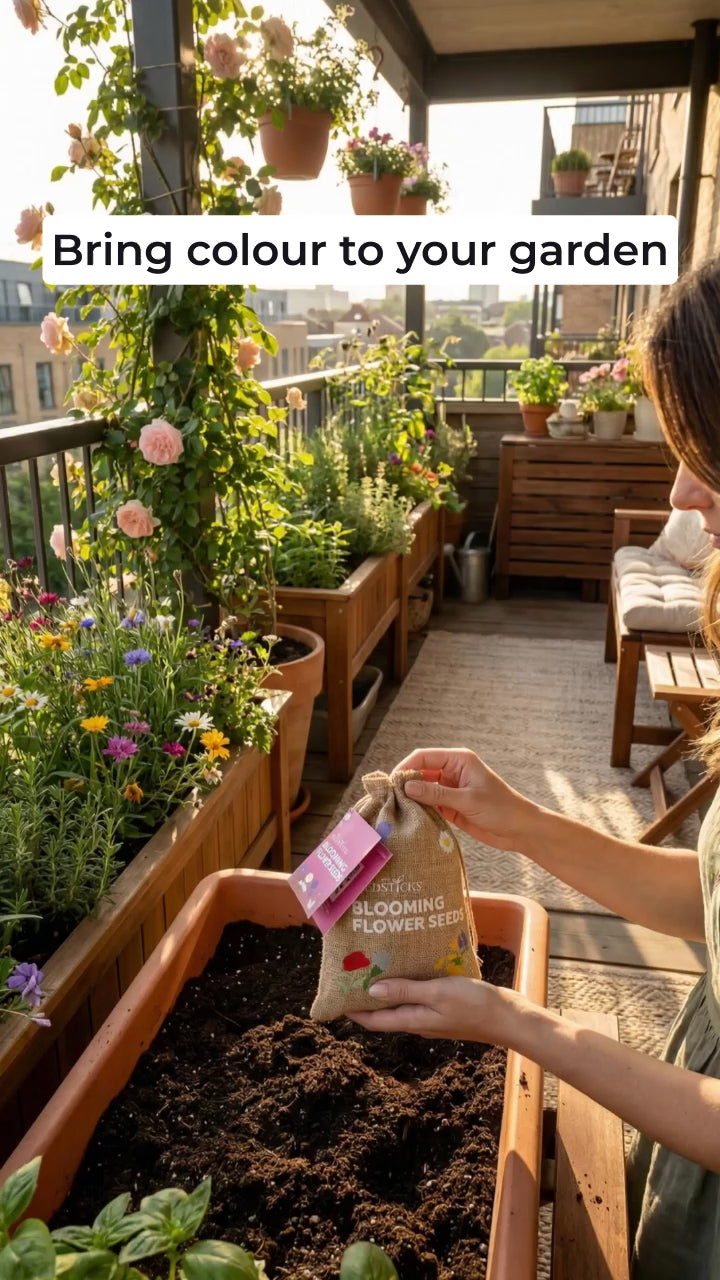 Blooming Flower Seed Sacks lifestyle demonstration