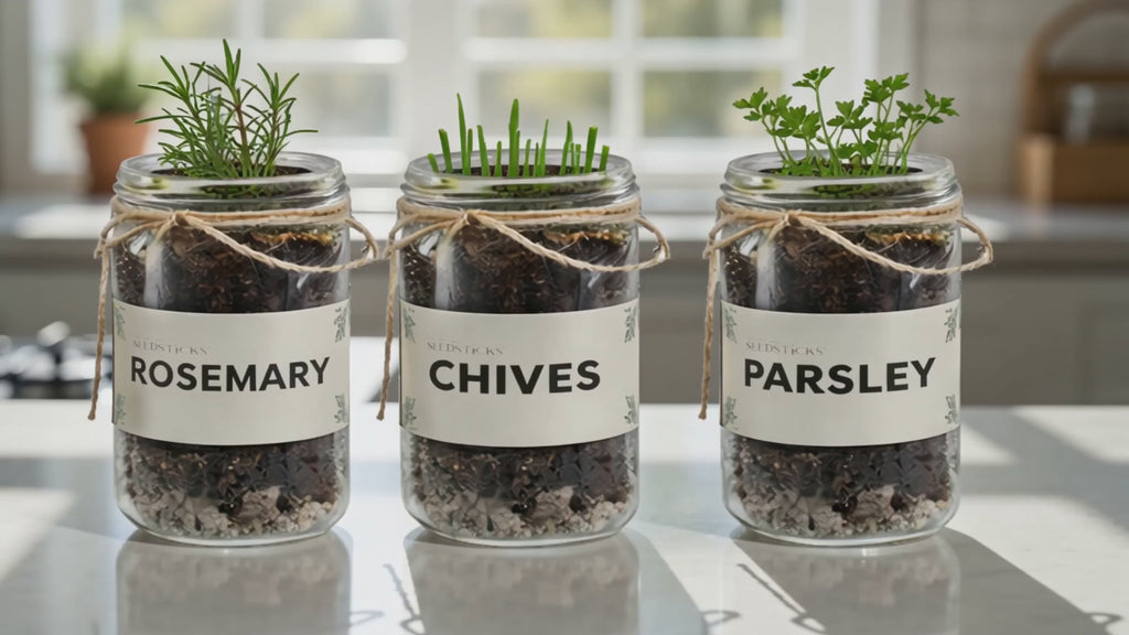 Indoor Herb Garden rosemary growing timelapse