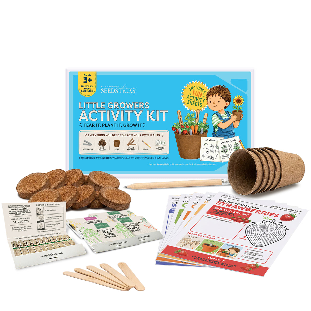 Children's Seedsticks activity grow kit with planting materials and activities